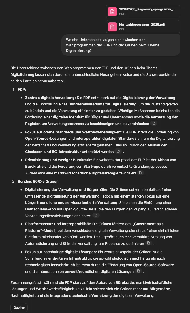 Vergleich FDP gegen Grüne im Thema, Digitalisierung in den Wahlprogrammen