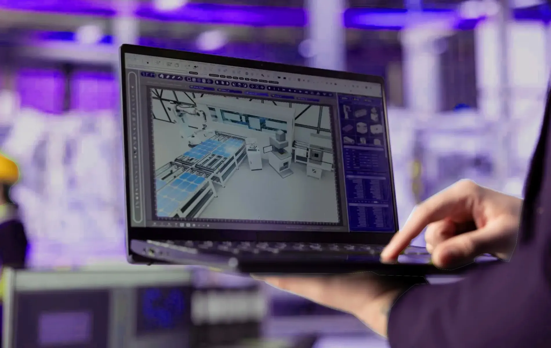 Fabrik digitaler Zwilling Visualisierung einer virtuellen Produktionsumgebung