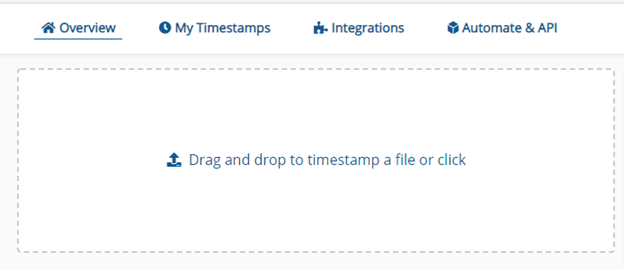 OriginStamp dashboard create timestamp
