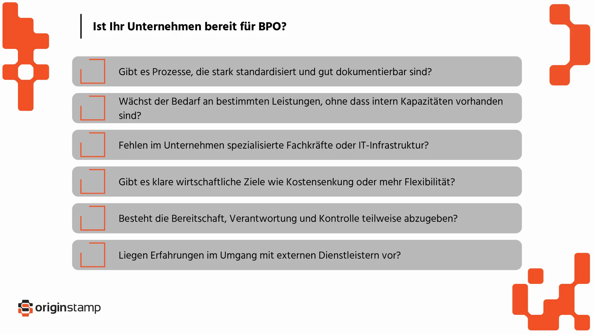 Checkliste für Bereitschaft ihre Unternehmens für BPO.