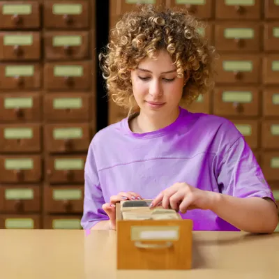 Employee searching through company archives for documents