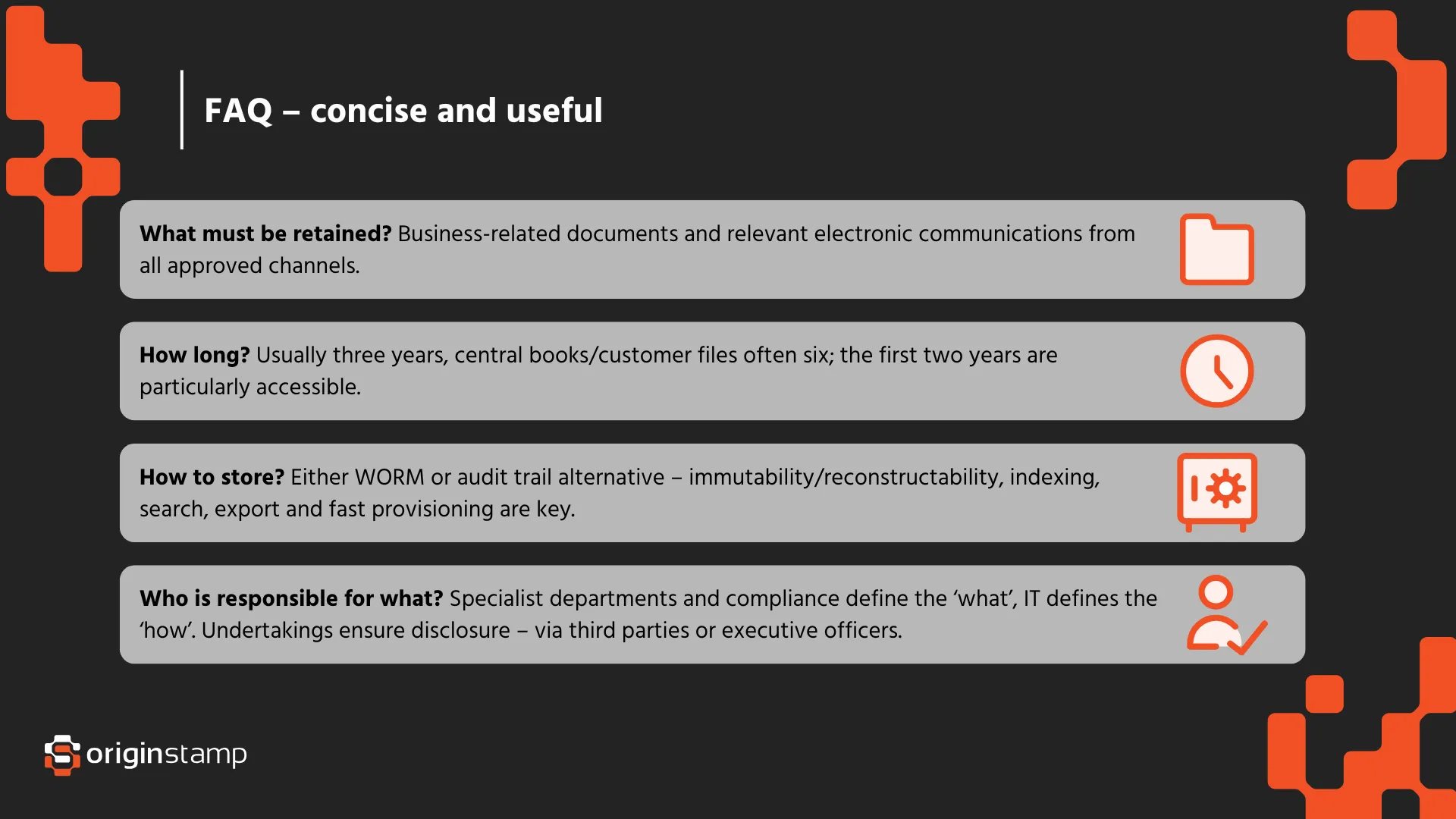 List of frequently asked questions about the SEC Rule 17a-4.