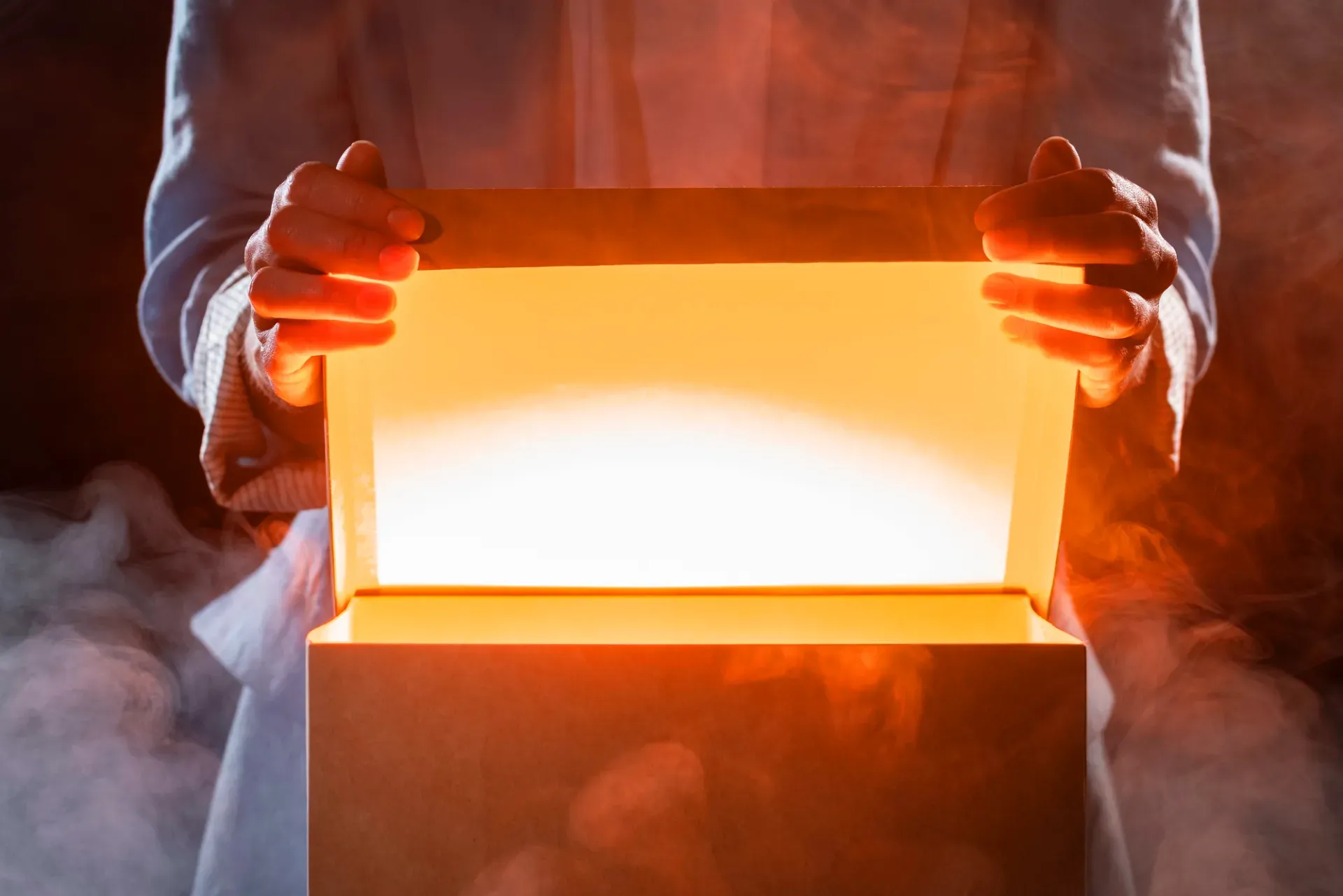 A glowing treasure chest being opened.